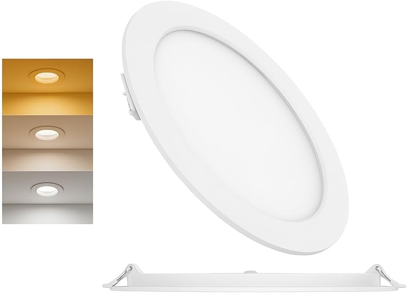 15W LED Panel Einbaustrahler Deckenspot Ultraflach Einbauleuchte Einbauspot 230V IP40 3000K Warmweiß Bild 1