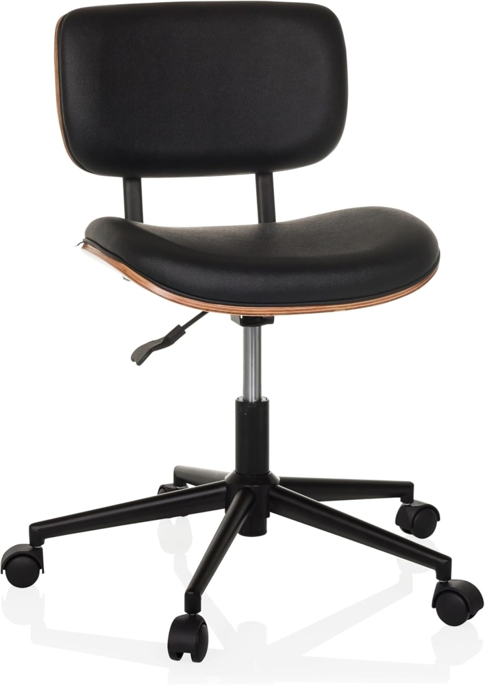 hjh LIVING Bürostuhl mit Holzverschalung CENCA I Kunstleder-Bezug, Home-Office Drehstuhl im Industrial-Look, höhenverstellbar, Schwarz Bild 1