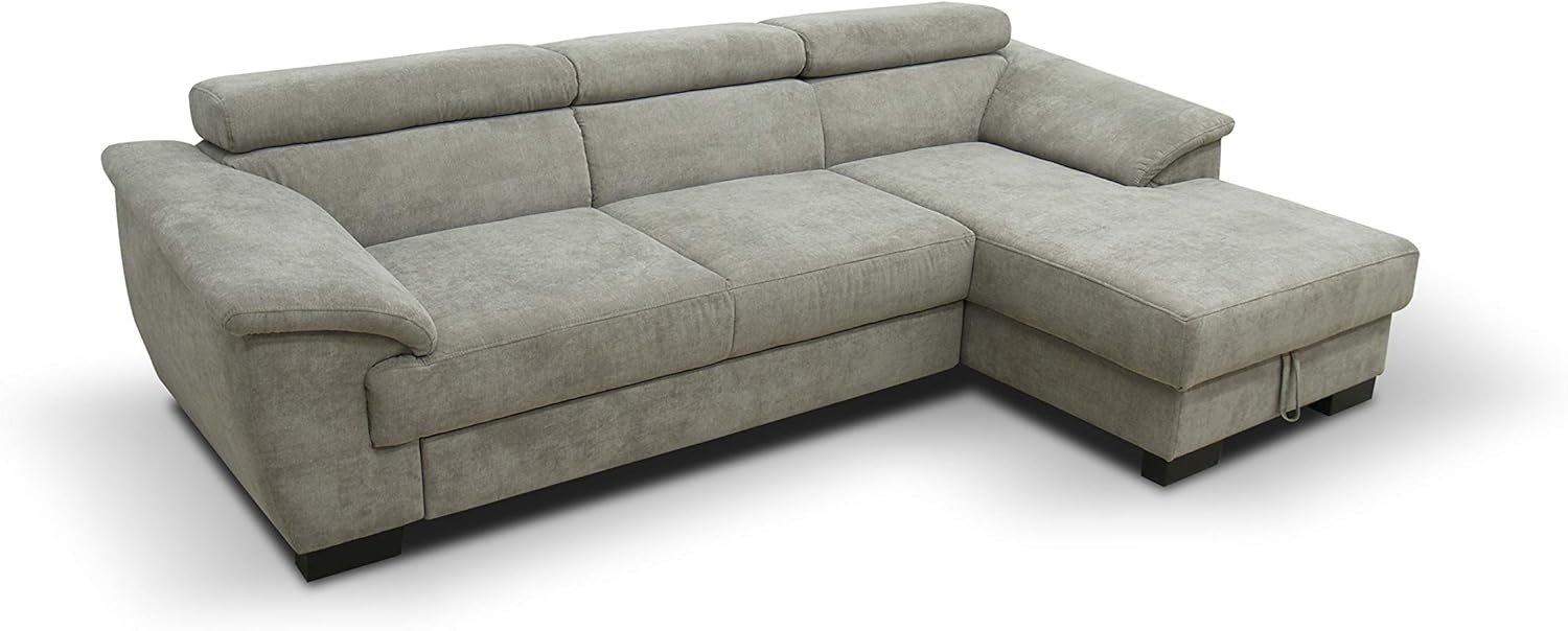 Domo Collection David Sofa, Ecksofa mit Rückenfunktion, Eckcouch, 272 x 166 cm, Funktionssofa mit Federkern in beige-braun Bild 1