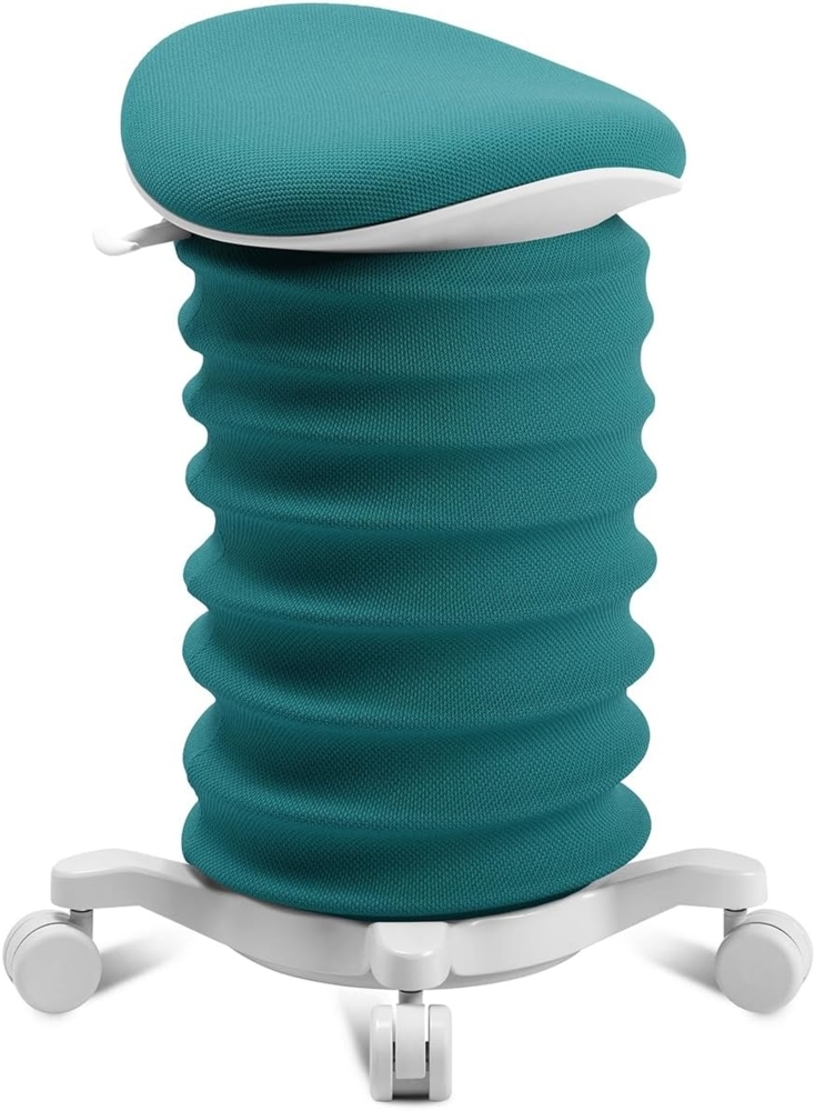 TOPSTAR Sitness 4D mit Rollen AGR-Zertifiziert Dynamischer Sitzhocker Papyrus - petrolgrün, ergonomischer Bürohocker - höhenverstellbar - stärkt den Rücken - entlastet die Bandscheiben Bild 1