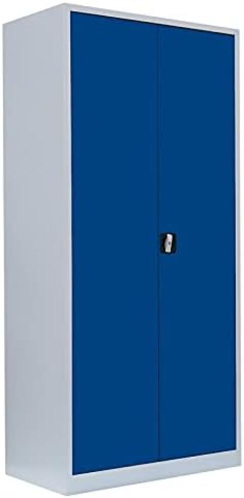 Stahl-Aktenschrank Metallschrank abschließbar Büroschrank Stahlschrank 195 x 92,5 x 60cm Lichtgrau/Enzianblau 530361 Bild 1