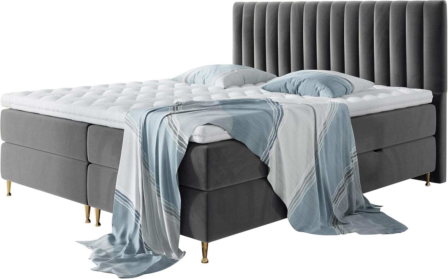 Mirjan24 Boxspringbett Nerpa, Grau, 140 x 200 cm Bild 1