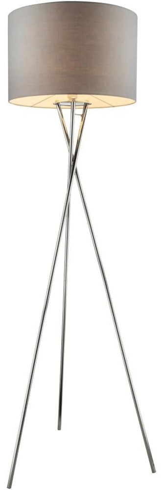 Globo 'Gustav' Stehlampe, Textil Schirm, Nickel grau, Höhe 160 cm Bild 1