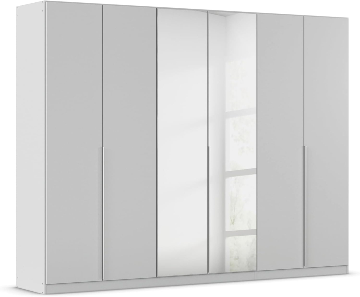 Rauch Möbel Alabama Drehtürenschrank Schrank Kleiderschrank Seidengrau mit Spiegel, 6-türig, Inklusive Zubehörpaket Classic, 3 Kleiderstangen, 6 Einlegeböden, BxHxT 271 x 210 x 54 cm Bild 1