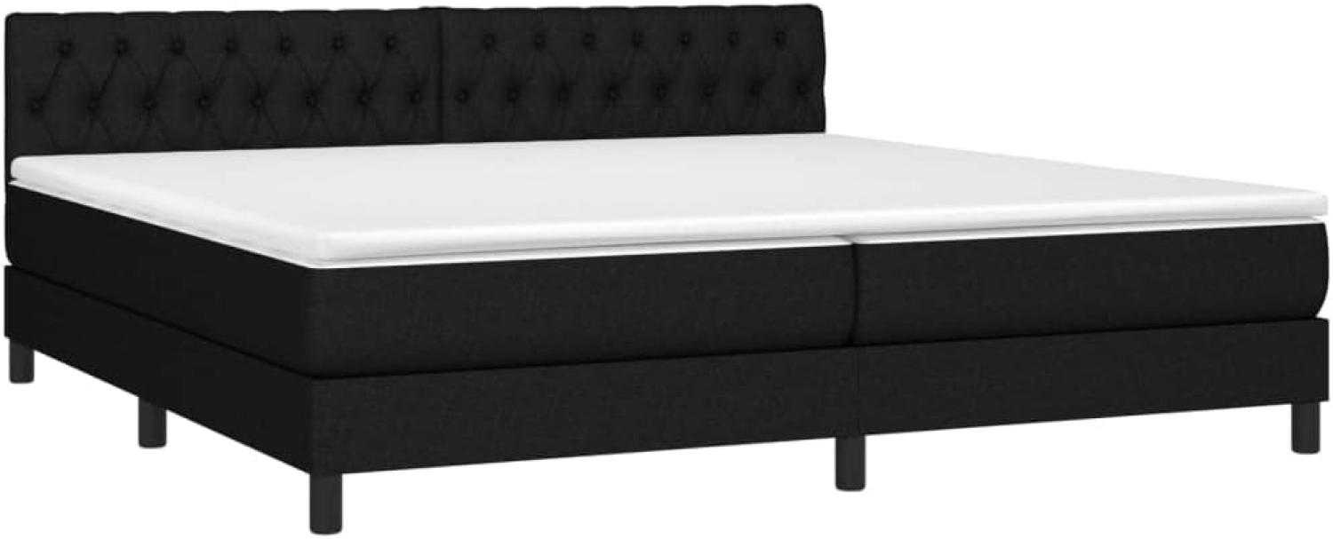 vidaXL Boxspringbett mit Matratze & LED Schwarz 200x200 cm Stoff, Härtegrad: H2 [3133423] Bild 1