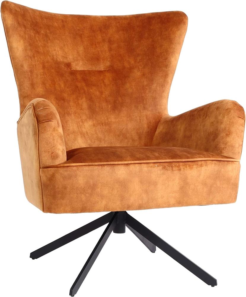 Lounge-Sessel HWC-L63, Cocktailsessel Polstersessel Relaxsessel, drehbar, vintage Samt Metall ~ gold-braun Bild 1