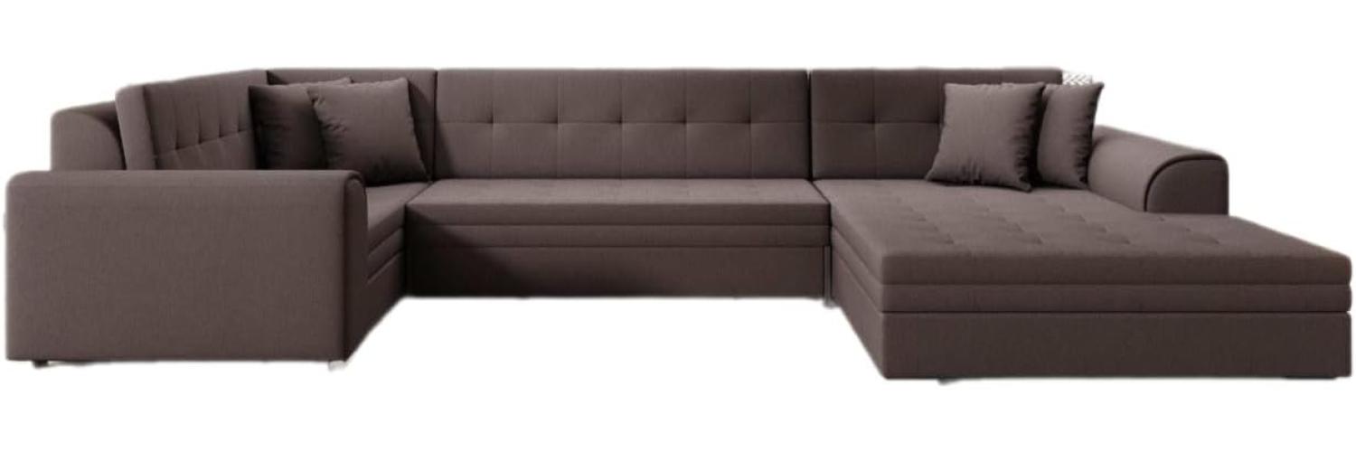 Designer Sofa Velio mit Schlaffunktion Stoff Dunkelbraun Rechts Bild 1