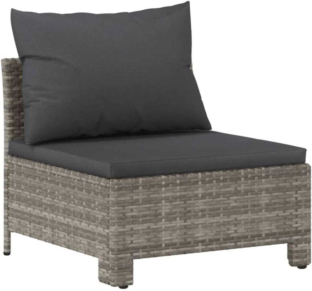 vidaXL Garten-Mittelsofa mit Kissen Grau Poly Rattan 362694 Bild 1