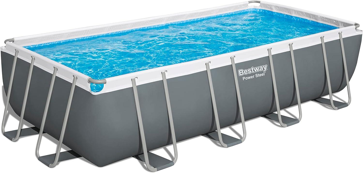 Power Steel™ Frame Pool Komplett-Set mit Filterpumpe 549 x 274 x 122 cm, grau, eckig Bild 1