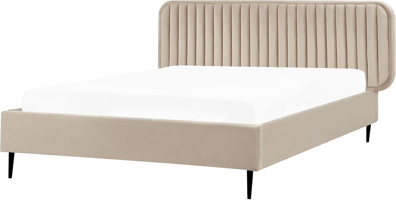 Bett mit Lattenrost BRIN 140 x 200 cm Samtstoff Taupe Bild 1