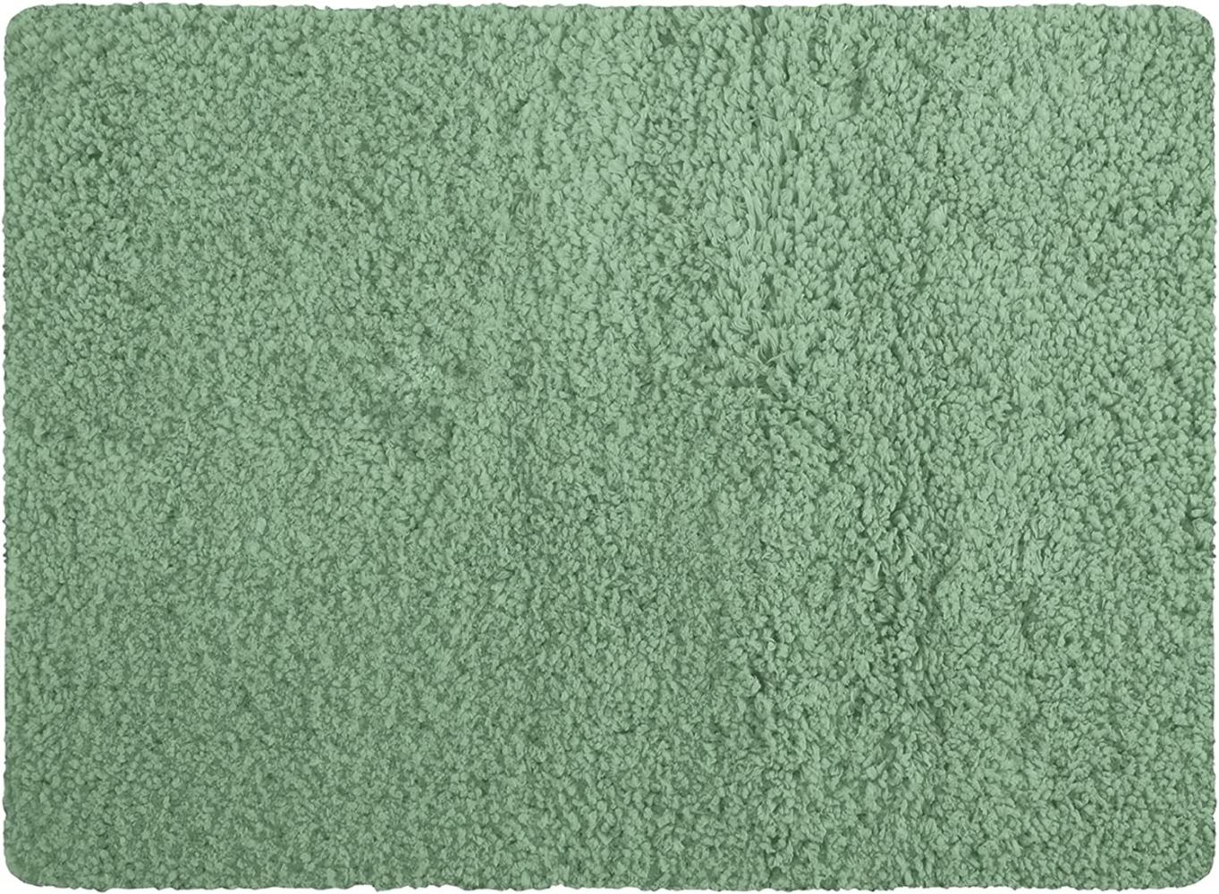 MSV Badteppich Badematte Badvorleger Duschvorleger Mikrofaser Hochflor flauschig 40x60 cm – Basil Grün Bild 1