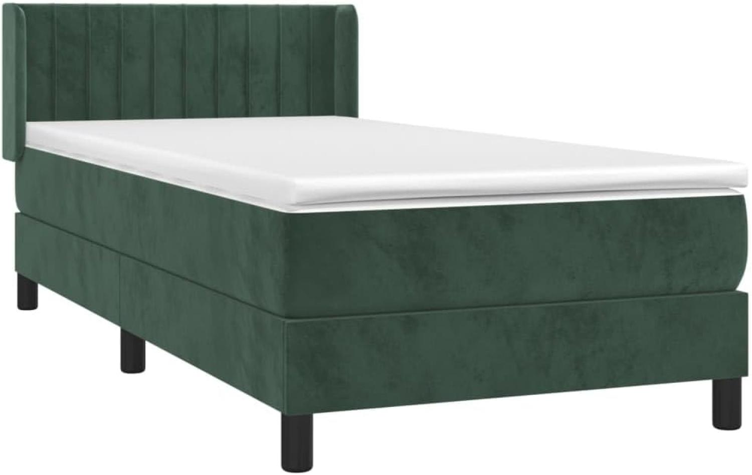 vidaXL Boxspringbett mit Matratze Dunkelgrün 90x190 cm Samt 3131054 Bild 1