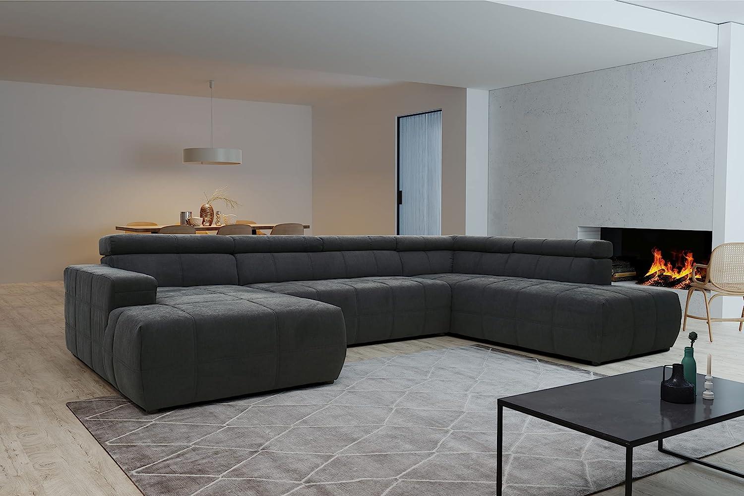 DOMO. collection Brandon Sofa, Wohnlandschaft mit Rückenfunktion in U-Form, Polsterecke Eckgarnitur, grau, 175 x 359 x 228 cm Bild 1