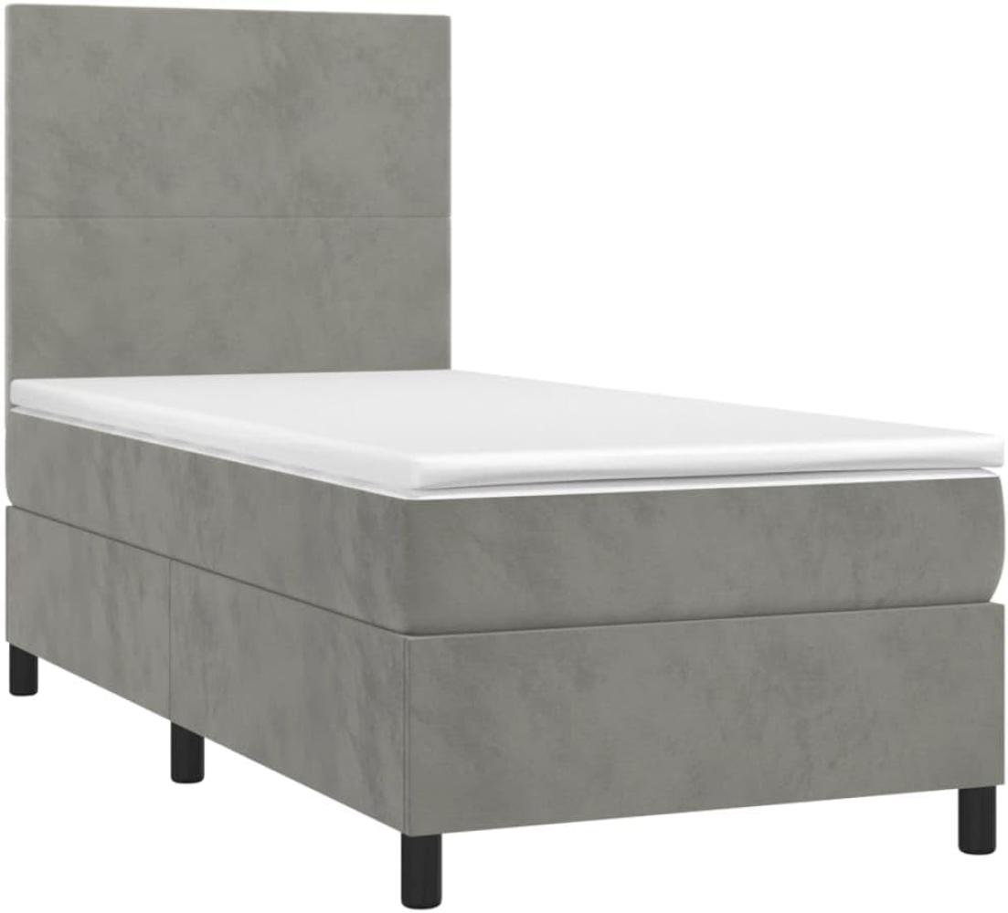 vidaXL Boxspringbett mit Matratze Hellgrau 80x200 cm Samt, Härtegrad: H2 [3142869] Bild 1