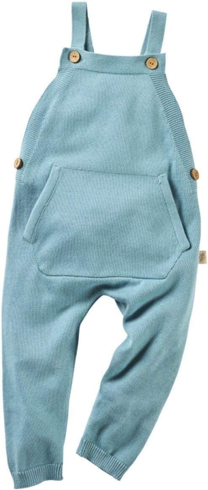 Bio Baby und Kinder Latzhose 100% Bio-Baumwolle (kbA) GOTS zertifiziert, Blau Melange, 62/68 Bild 1