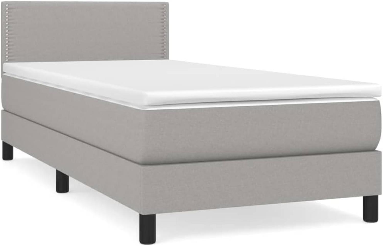 vidaXL Boxspringbett mit Matratze Hellgrau 80x200 cm Stoff, Härtegrad: H2 [3139929] Bild 1