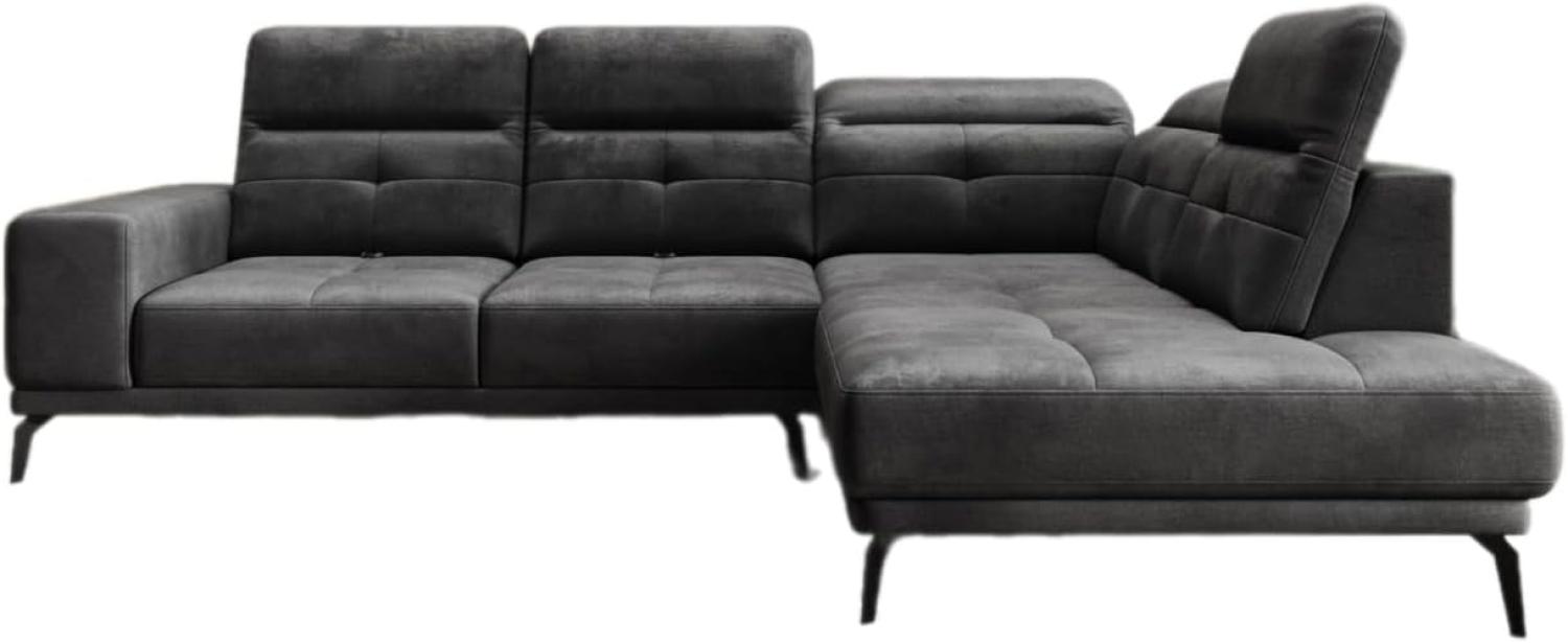 Designer Sofa Isabella mit verstellbarer Kopf- und Rückenlehne Samt Anthrazit Rechts Bild 1