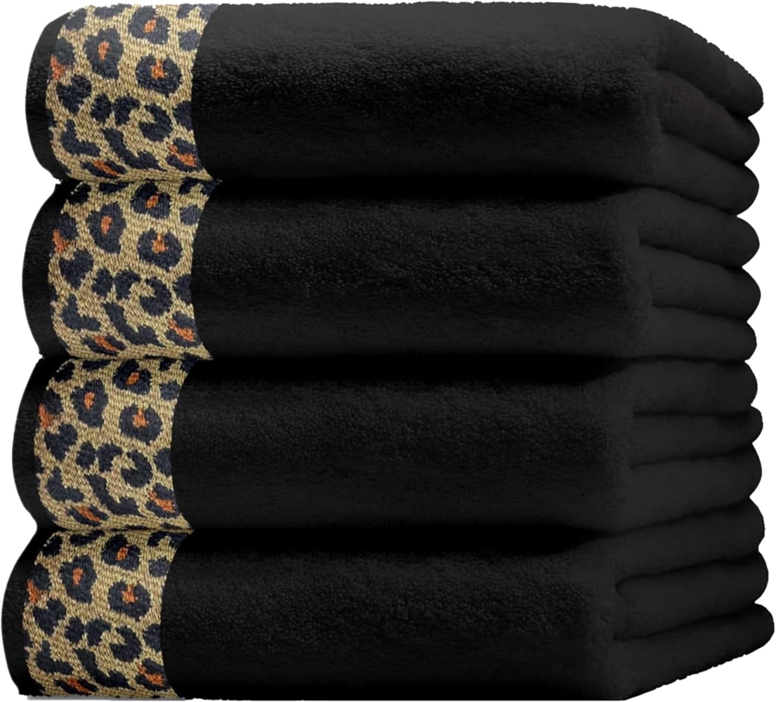 CLASS HOME COLLECTION Handtuch Set Set Frottee Handtuch Duschtuch Leopard Zebra Jaquard, 100% Baumwolle (Luxus Set, 4-St), Mit Aufhänger, luxuriöse Optik Bild 1