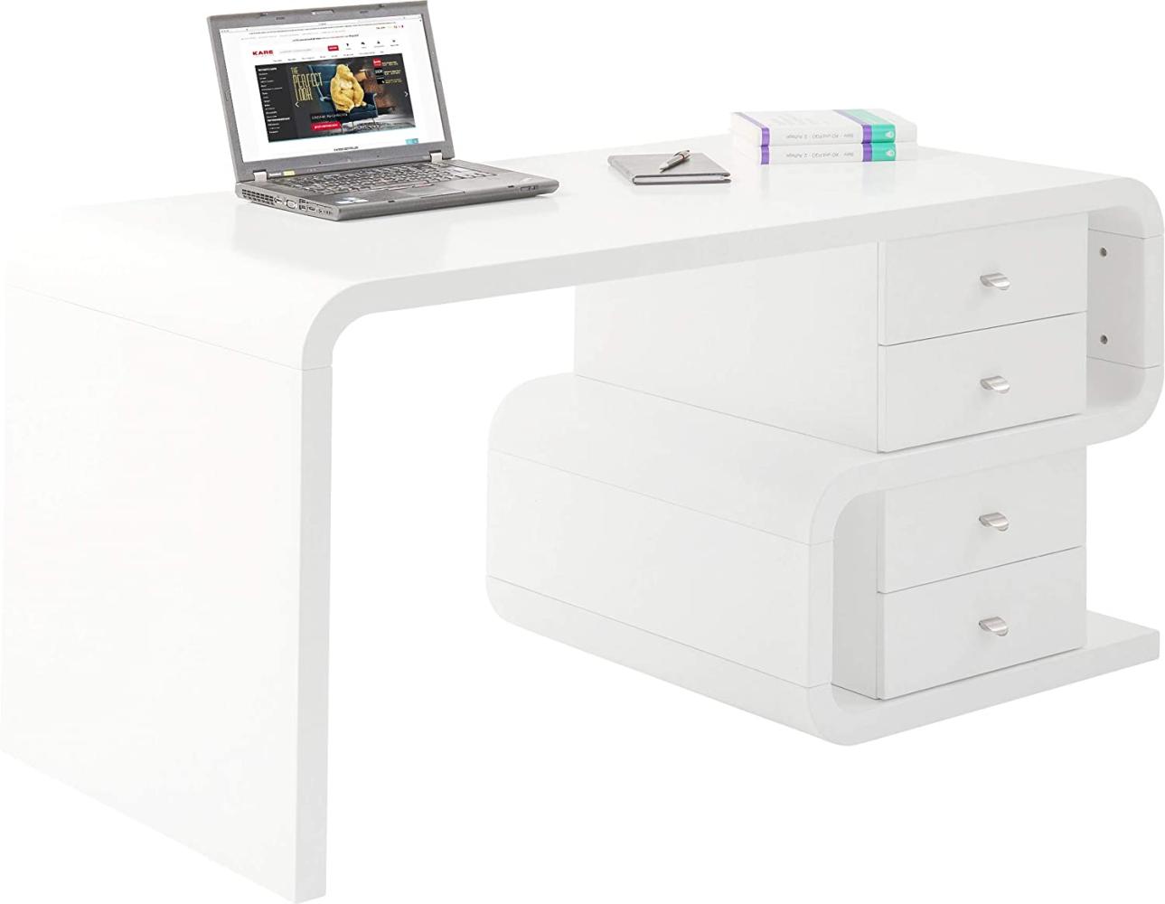 Kare Design Schreibtisch Soft Snake Walnut, 150x70 cm, Wallnussfarbener Schreibtisch mit 4 Schubladen, außergewöhnlicher Tisch, (H/B/T) 76 x 150 x 70 cm Bild 1