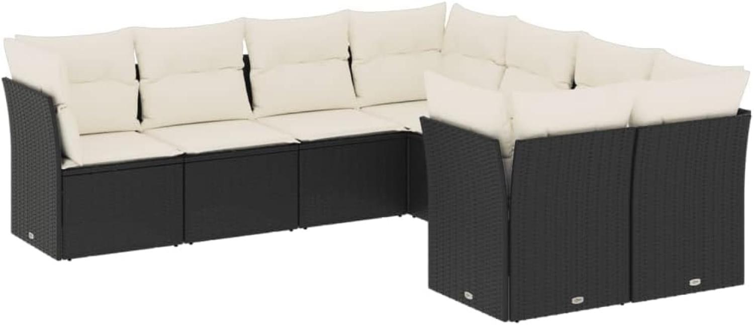 vidaXL 8-tlg. Garten-Sofagarnitur mit Kissen Schwarz Poly Rattan 3218586 Bild 1