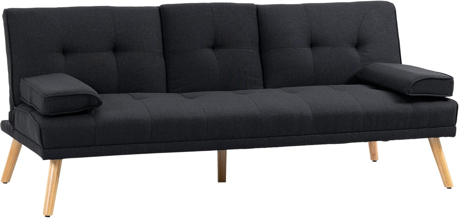 HOMCOM Schlafsofa mit Klappbarem Tisch, Becherhalter, Bettsofa 1 Teile, bis 250 kg Belastbar, für Wohzimmer, Grau Bild 1