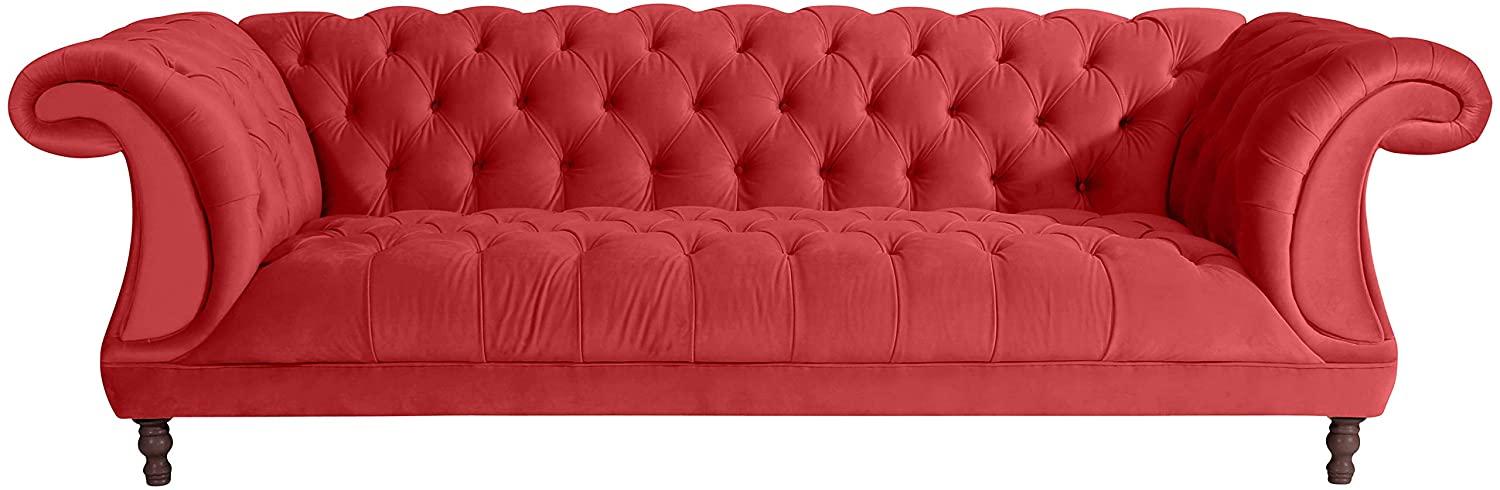 Ivette Sofa 3-Sitzer Samtvelours Rot Buche Nussbaumfarben Bild 1