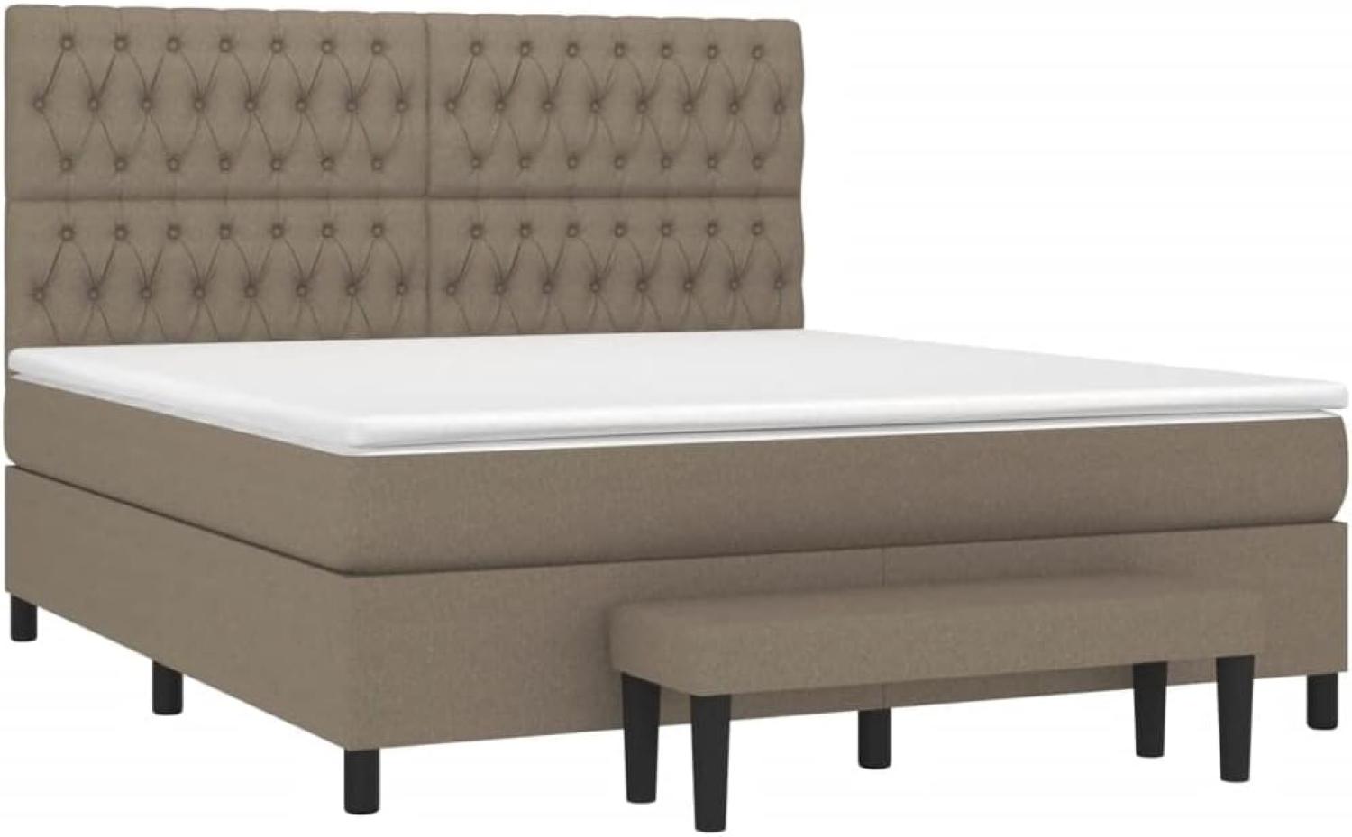 vidaXL Boxspringbett mit Matratze Taupe 180x200 cm Stoff 3136857 Bild 1