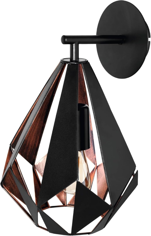 Eglo 49992 Wandleuchte Vintage CARLTON 1 Stahl schwarz, kupfer E27 1X40W H:33cm L:20,5cm dimmbar Bild 1