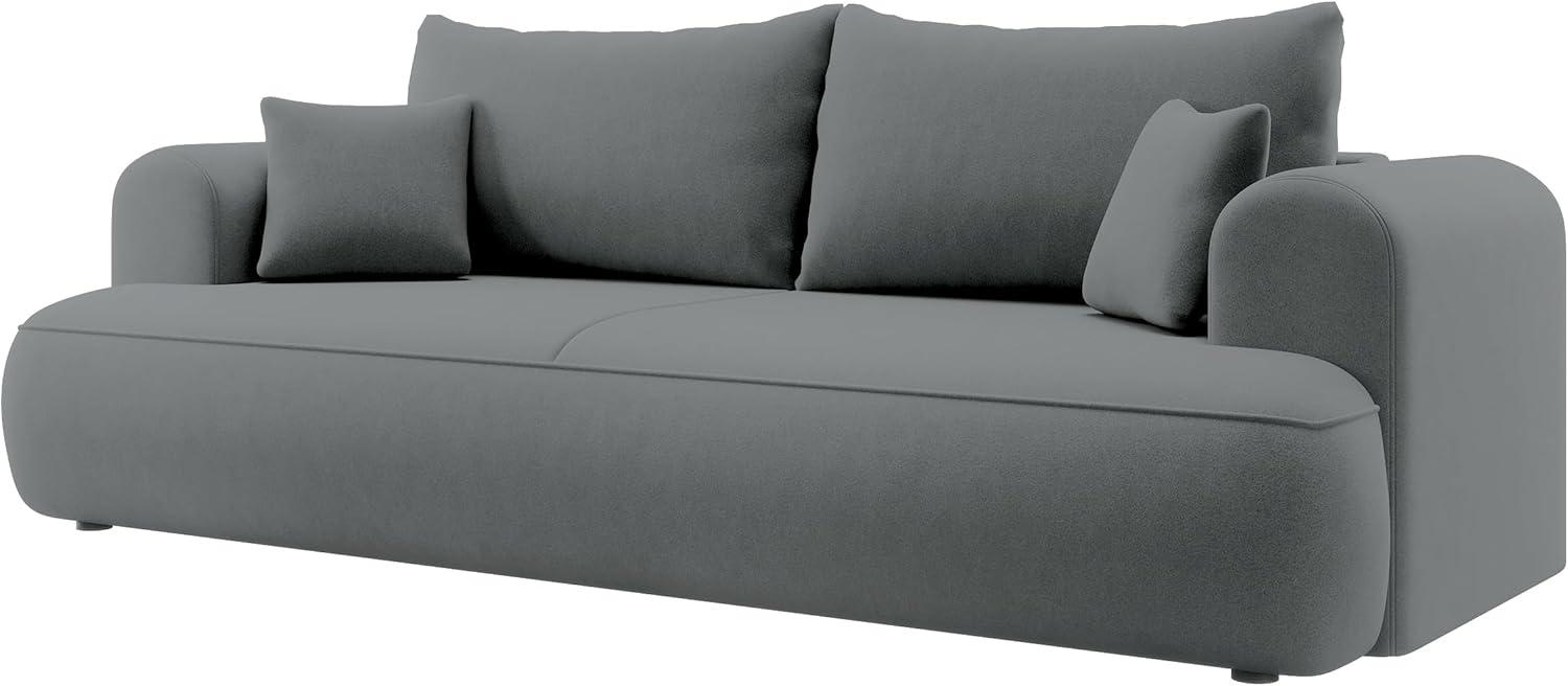 Selsey Sofa Schlafsofa Couch Mit Stauraum Schlaffunktion 3 Sitzer Pflegeleicht Polyurethanschaum Veloursoptik Dunkelgrau OVO Bild 1