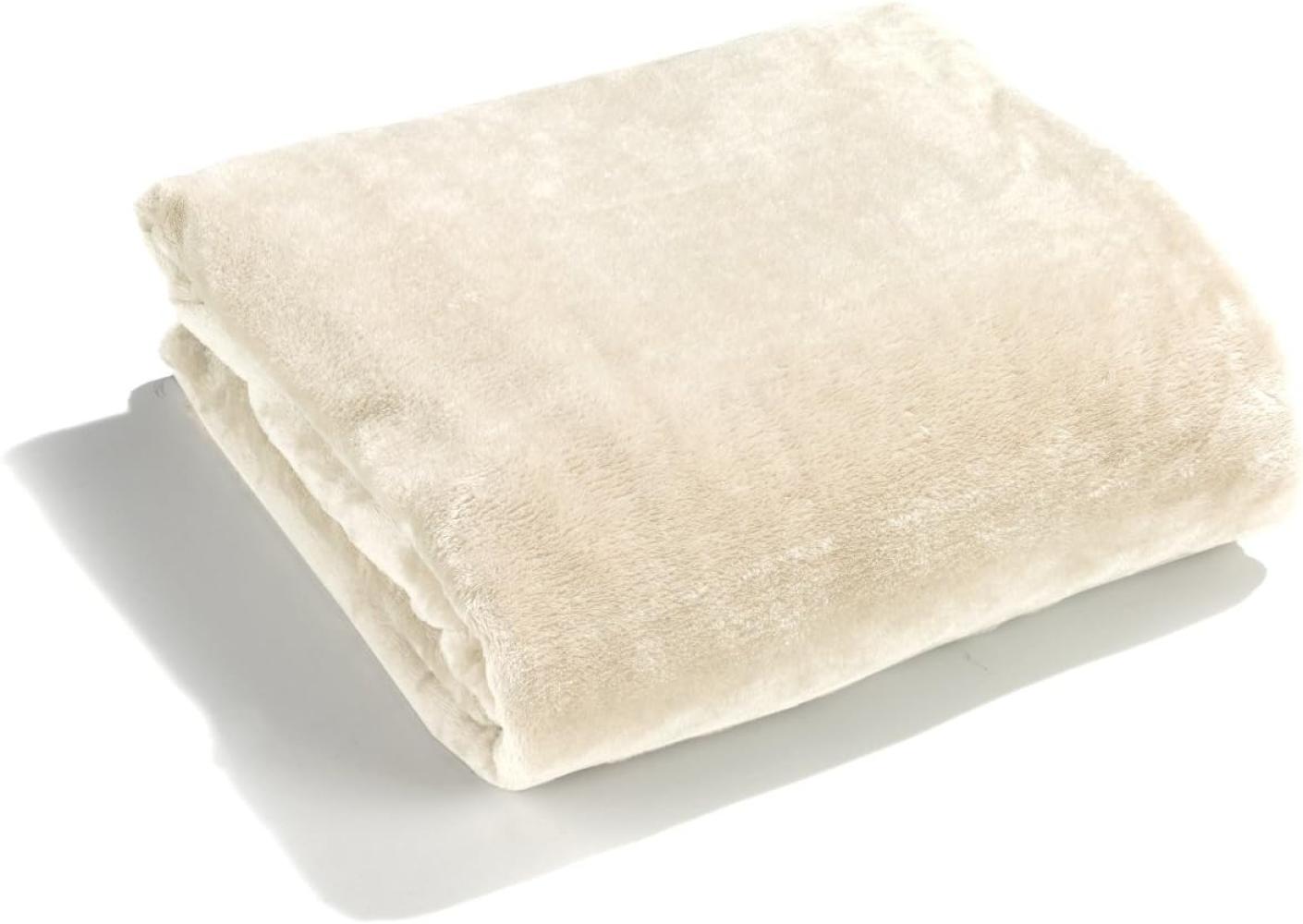 heimtexland ® Premium Flanell Kuscheldecke Super Soft XL in Creme weiß HxB 150x200 cm kuschelig warm - fusselfrei - Wohndecke - Ökotex zertifziert Typ176 Bild 1