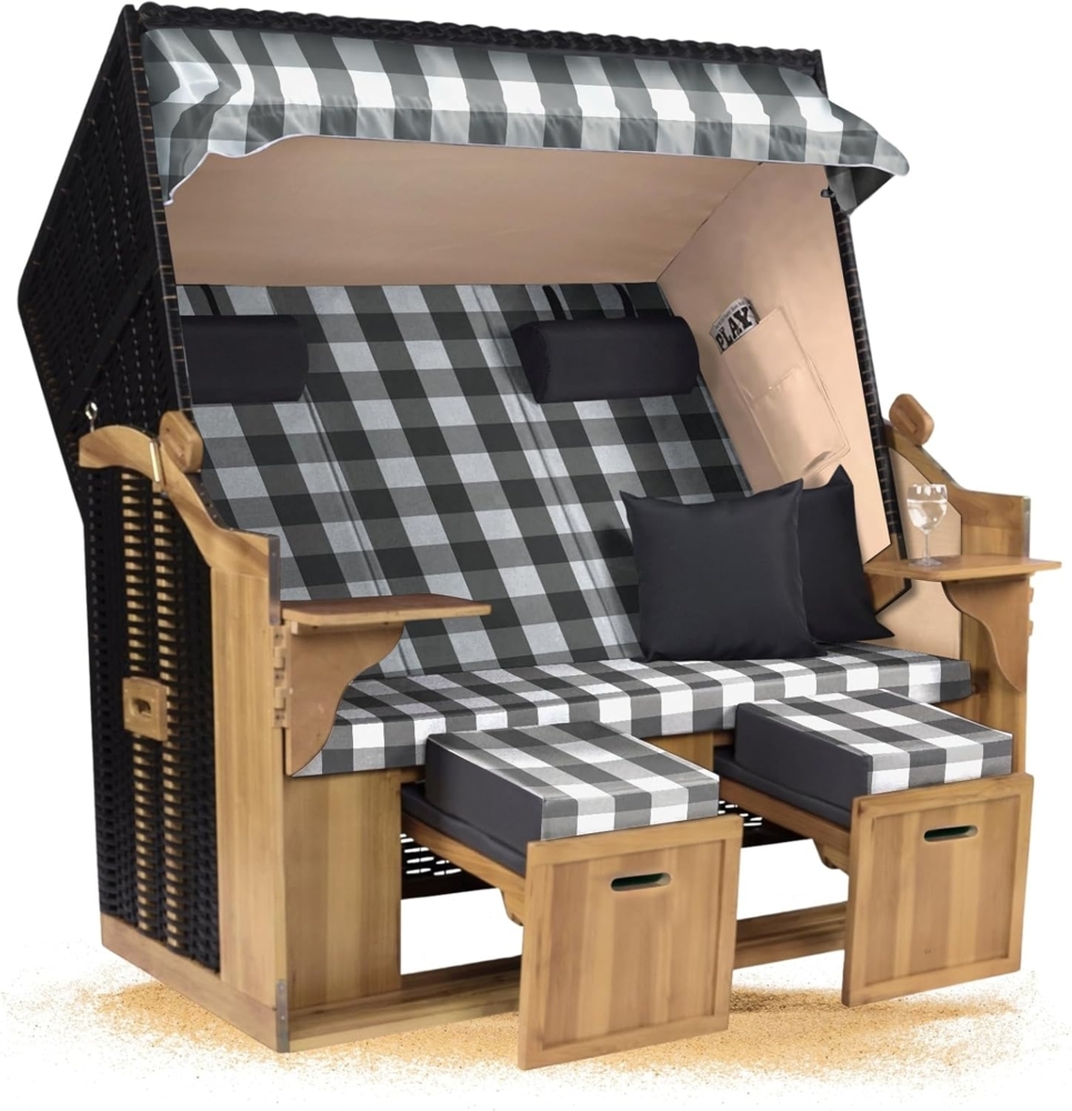 Strandkorb Hanse Strandkorb Strandkorb Ostsee XXL 2,5 Sitzer Volllieger in Schwarz Anthrazit, BxTxH: 150x80x160 cm, Ostsee XXL Volllieger, Ostsee 2,5-Sitzer Modell 2025, Stabiles Wacholder mit handgefertigtem Polyrattangeflecht Bild 1