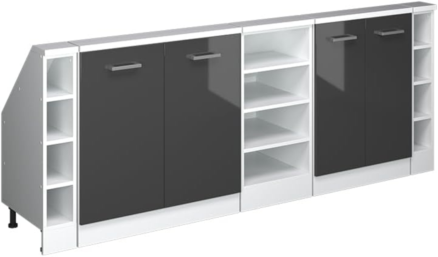 Dachschrägenschrank-Set Rion Anthrazit Hochglanz/Weiß 5er Set Vicco Bild 1