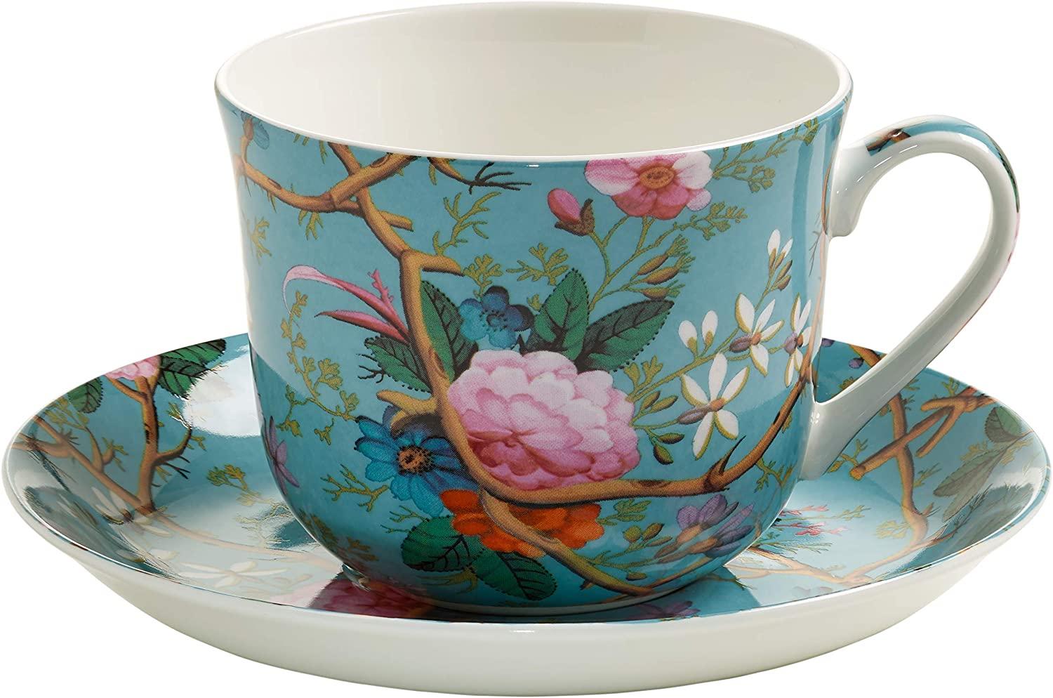 Frühstückstasse 460 ml VICTORIAN GARDEN mit Untertasse KILBURN von Maxwell & Williams Bild 1