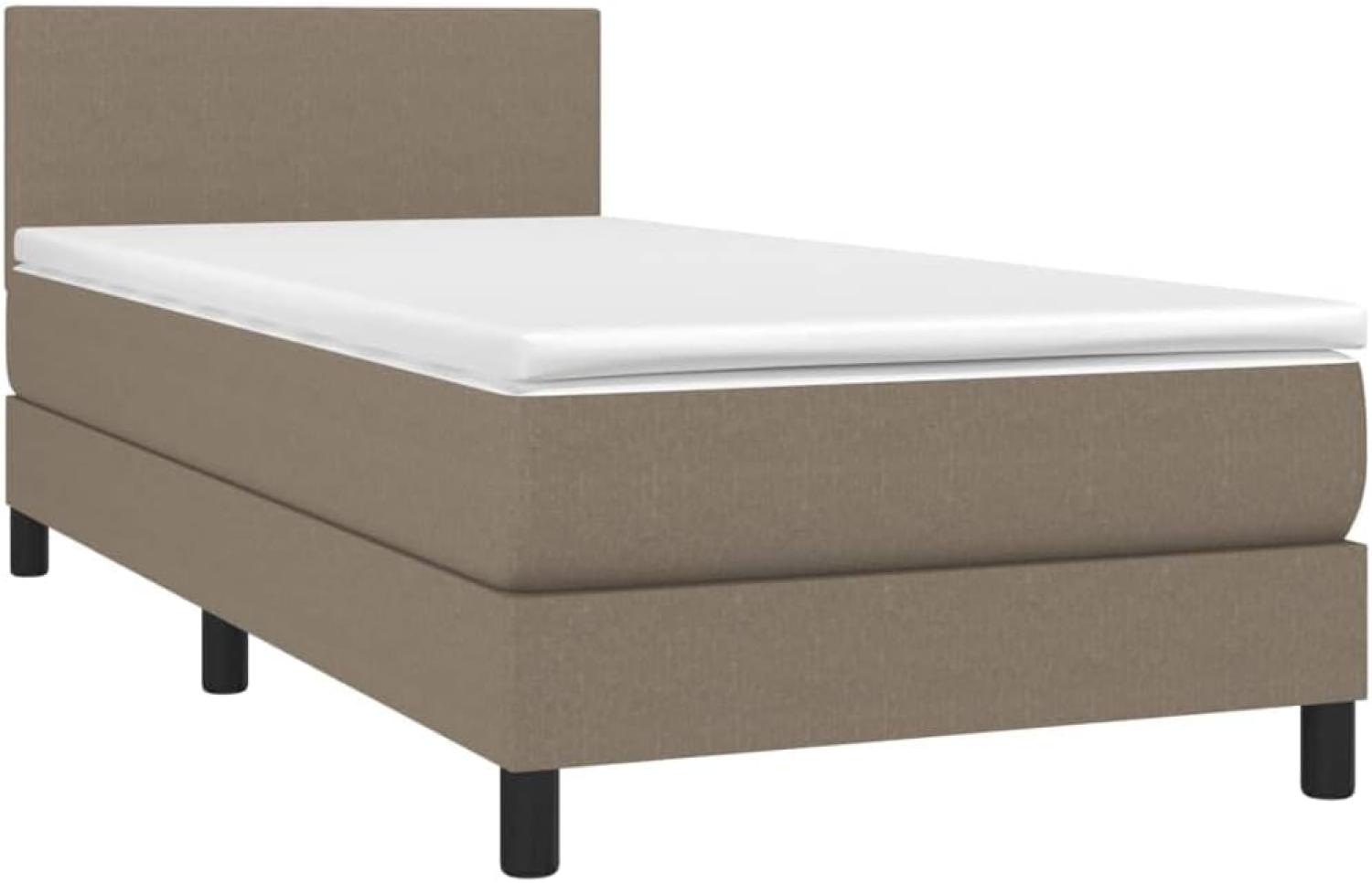 vidaXL Boxspringbett mit Matratze, Stoff, Taupe, 100 x 200 cm, H2 Bild 1