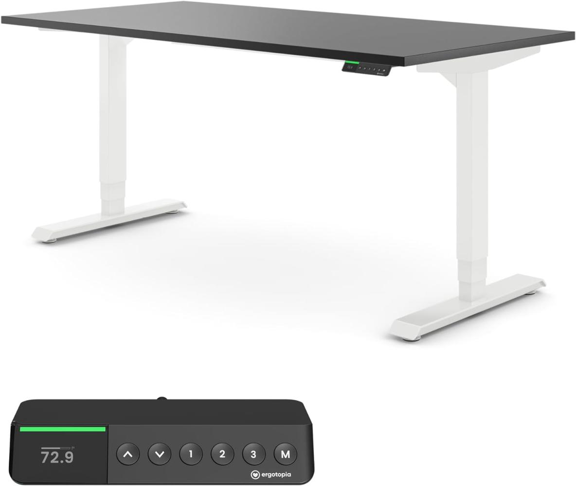 Desktopia Pro X - Elektrisch höhenverstellbarer Schreibtisch / Ergonomischer Tisch mit Memory-Funktion, Schwarz, Gestell Weiß, 180x80 cm Bild 1