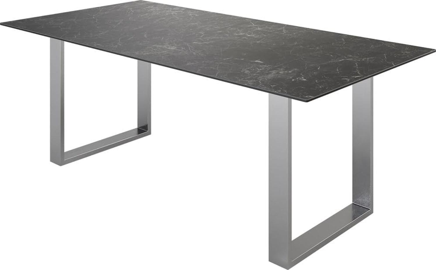 Esstisch Edge 200x100 Keramik Laminam® Nero Greco Anthrazit Edelstahl Schmal Bild 1