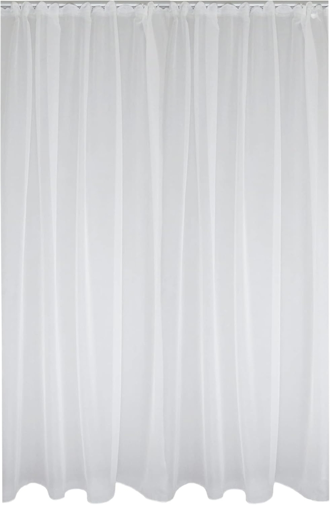 Haus und Deko Gardine Voile Dekoschal Gardine Emotion weiß Organza Vorhang Kräuselband weiß, Kräuselband (1 St), transparent, Polyester Bild 1