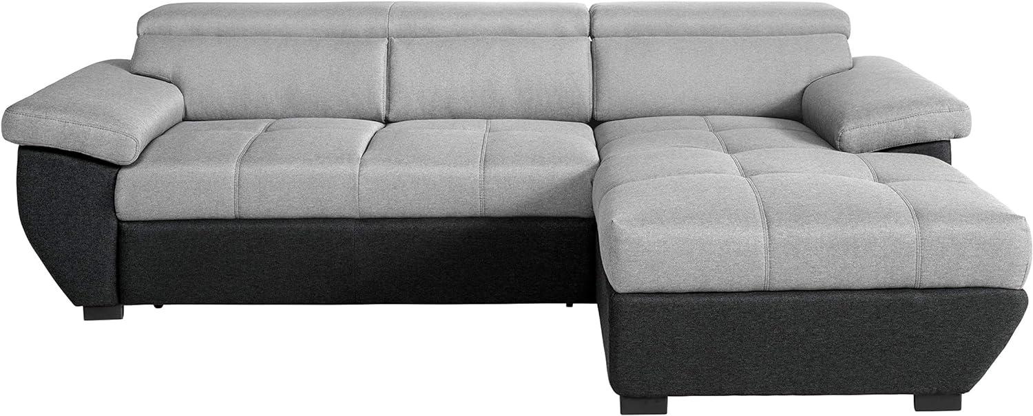 Mivano Ecksofa Speedway / Moderne Couch in L-Form mit verstellbaren Kopfteilen und Recamiere / 267 x 79 x 170 / Zweifarbig: Grau-Schwarz Bild 1