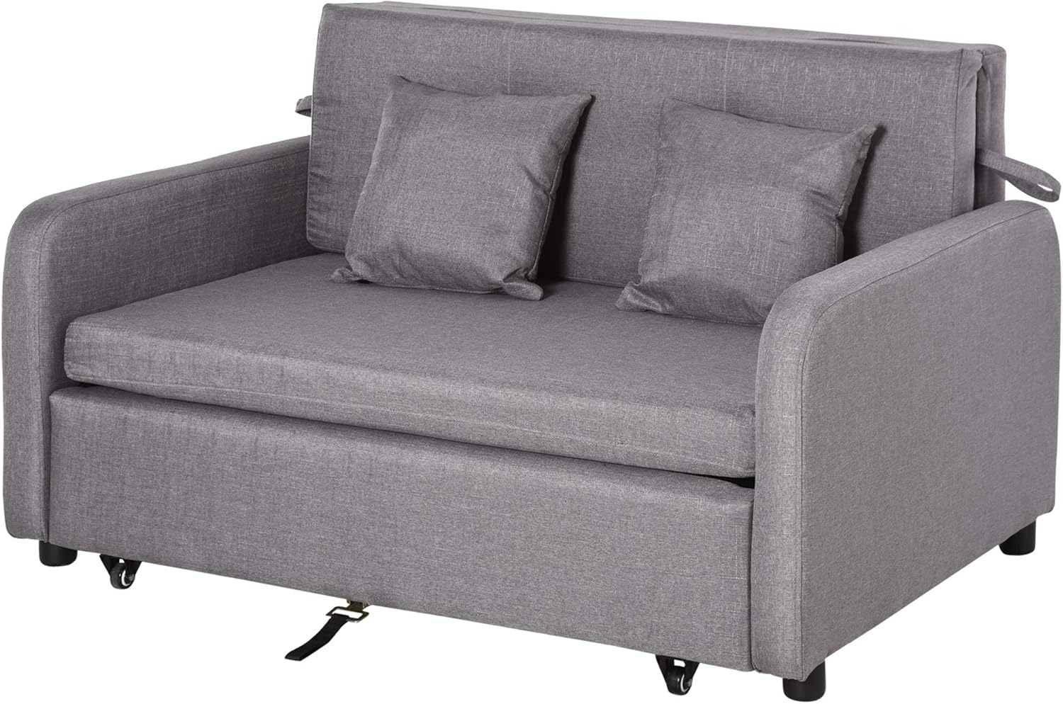 HOMCOM Schlafsofa mit Stauraum, Wurfkissen, Armlehne, Gepolstert Couch 1 Teile, mit Rollen für Wohnzimmer, Schlafzimmer, Grau Bild 1