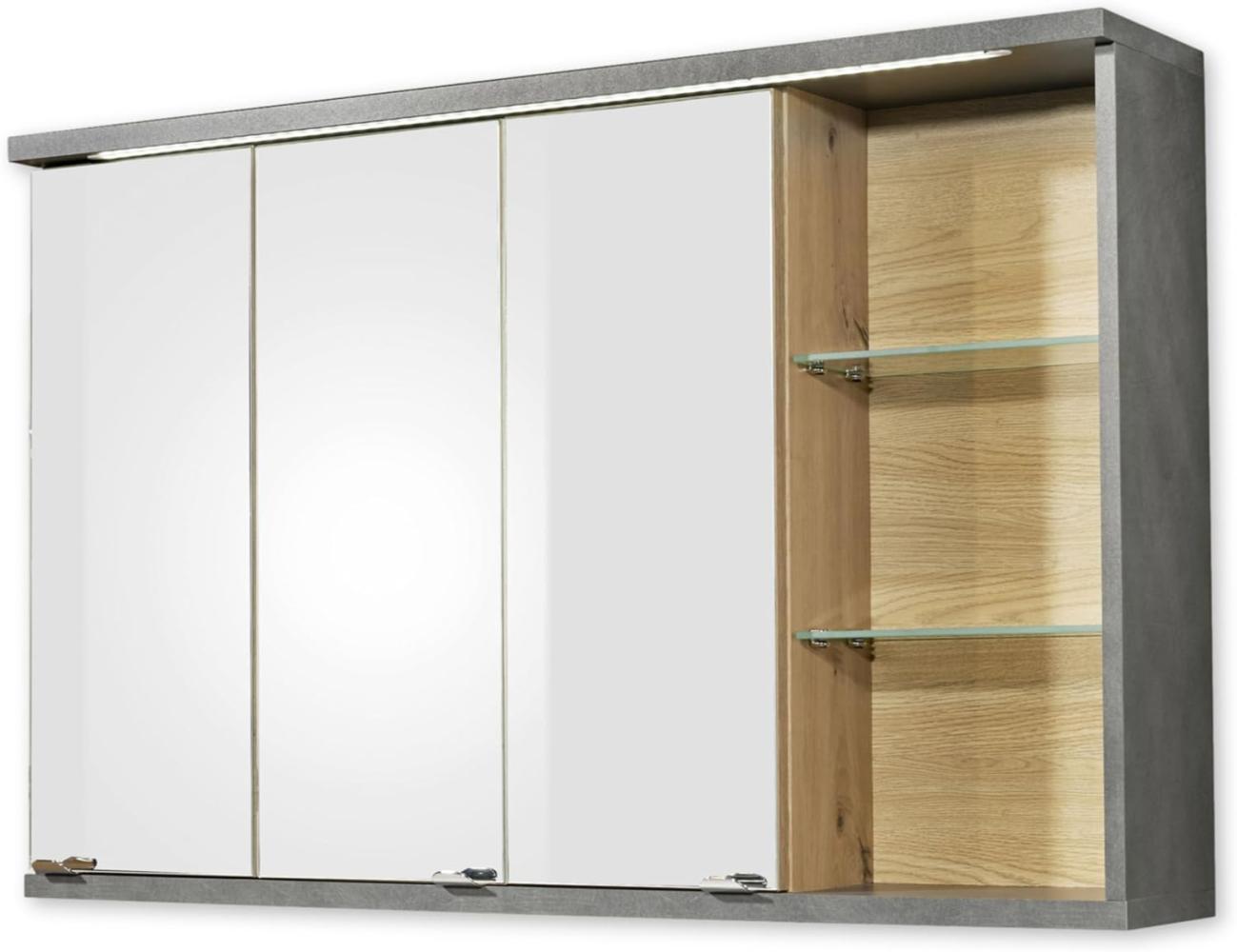 Spiegelschrank Badschrank Wandspiegel ca. 110x70x21 cm NATHAN Matera Beton Grau / Artisan Eiche Bild 1