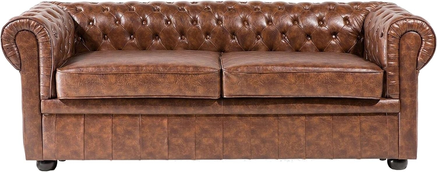 Sofa Kunstleder Goldbraun CHESTERFIELD Bild 1