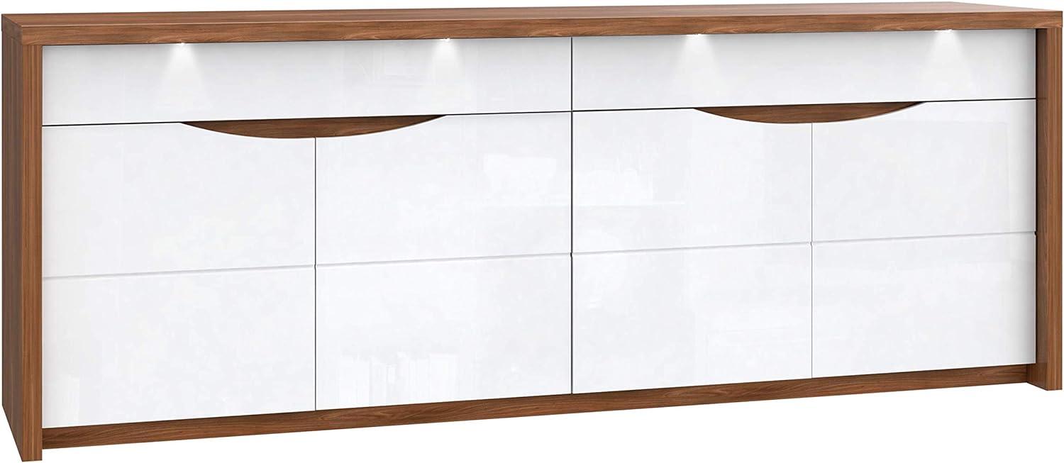 FORTE Saint Tropez Sideboard mit LED Beleuchtung, Holzwerkstoff, Braun/Weiß, 224,4 x 83,6 x 52,6 cm Bild 1