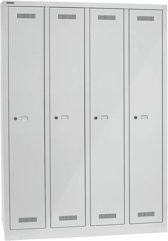 Bisley MonoBloc™ Garderobenschrank, 4 Abteile, je 1 Fach, Farbe lichtgrau Bild 1