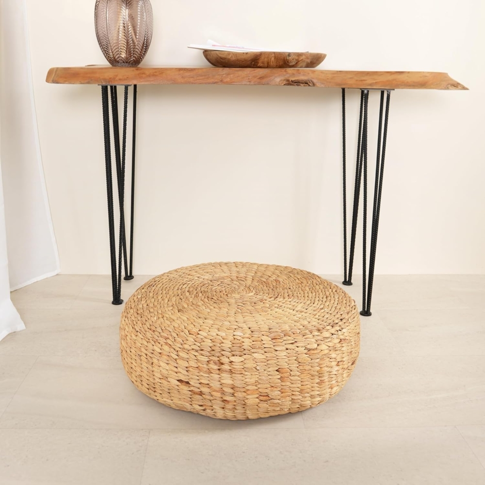 wohnfreuden Hocker Sitz-Pouf Bruno 55 cm aus Wasserhyazinthe natur, 30739 Bild 1