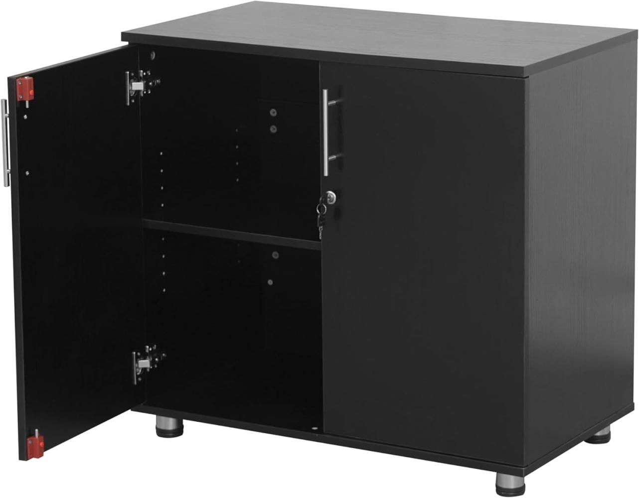 MMT Furniture Ltd schwarz aufbewahrungsschrank – mehrzweckschrank - 2 türiger Büroschrank - Akten Büroschrank mit einlegeböden – abstellschrank (80D x 45W x 73H inches) Bild 1