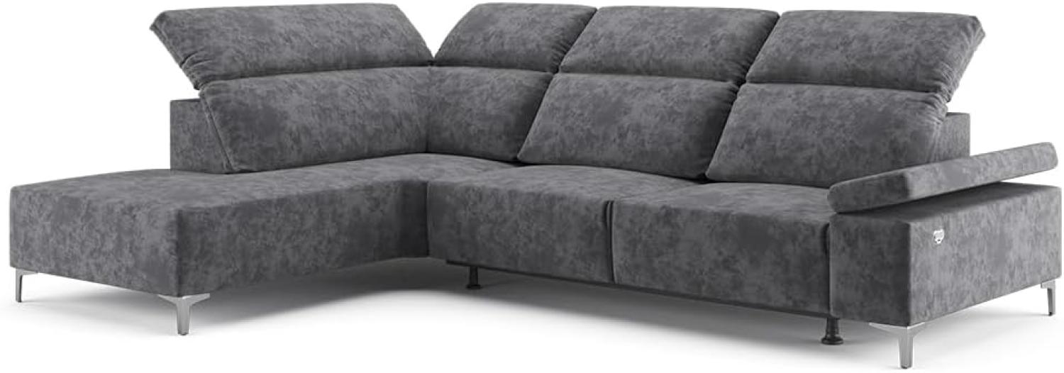 VitaliSpa Ecksofa Loungesofa Boxspringsofa James Anthrazit Relaxfunktion 218x86 cm modern Wohnzimmer Sofa Wohnzimmercouch Loungeecke Polstereckcouch Taschenfederkern USB-Anschluss Fußteil ausfahrbar Bild 1