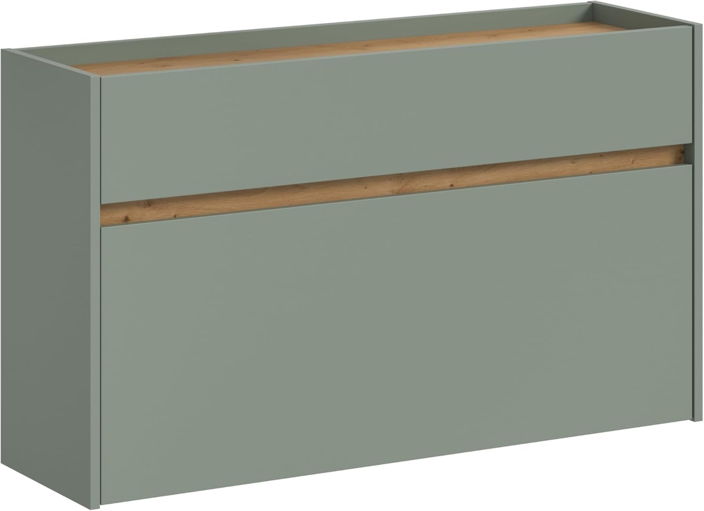 xonox. home – Schuhkommode Drive 110 x 61 x 32 cm in Salbei und Artisan Oak Nachbildung – Flurkommode mit Schublade – Moderner Schuhschrank für Diele & Eingangsbereich – minimalistisch & funktional Bild 1