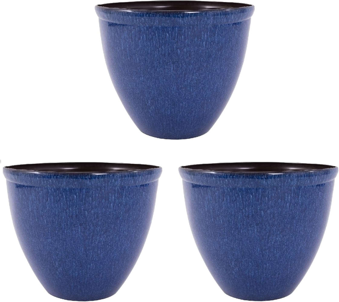 Jinfa Pflanzkübel Jinfa Blumenkübel aus Kunststoff in glasierter Keramikoptik,blau Bild 1