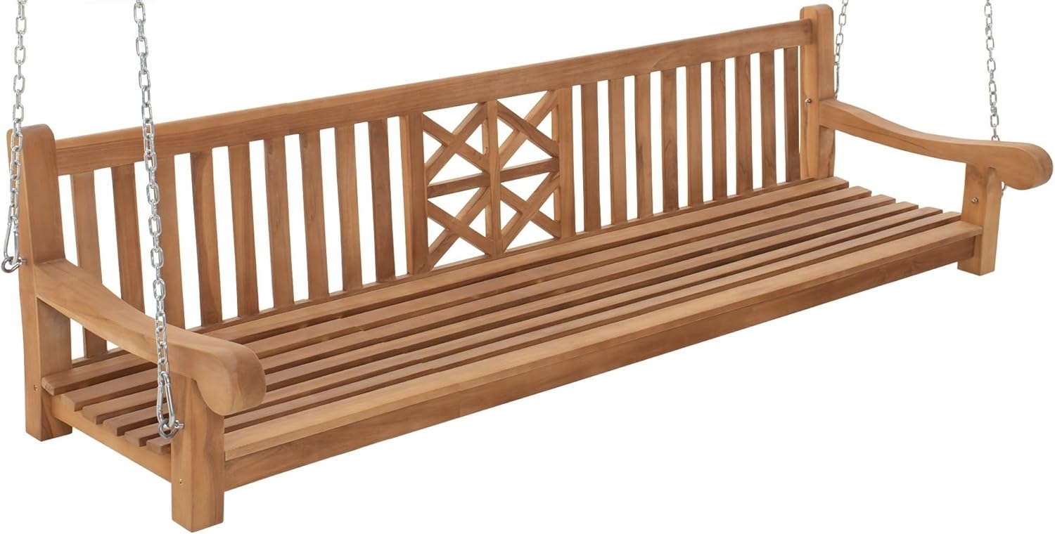 CLP Schaukelbank Farm Teakholz wetterfest mit Befestigungsmaterial,teak 240 cm Bild 1