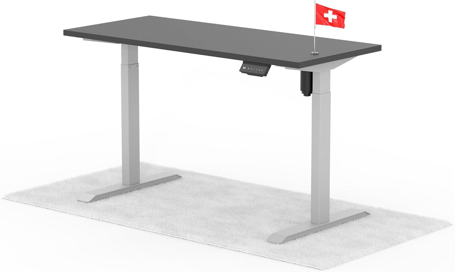 elektrisch höhenverstellbarer Schreibtisch ECO 140 x 60 cm - Gestell Grau, Platte Anthrazit Bild 1